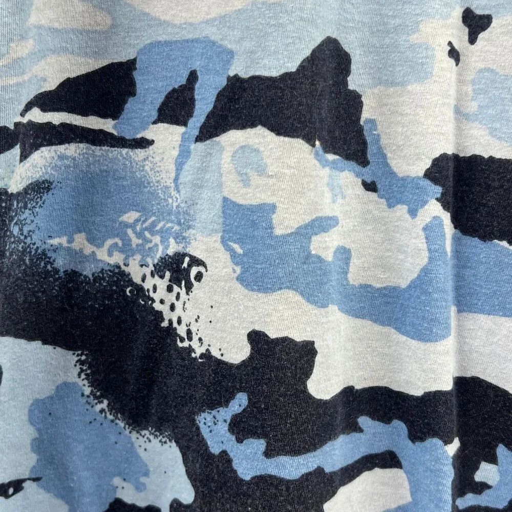NBA T-Shirt Mens XL Blue Black Camo Cotton Blend Pullover Top Basketball‎ Casual